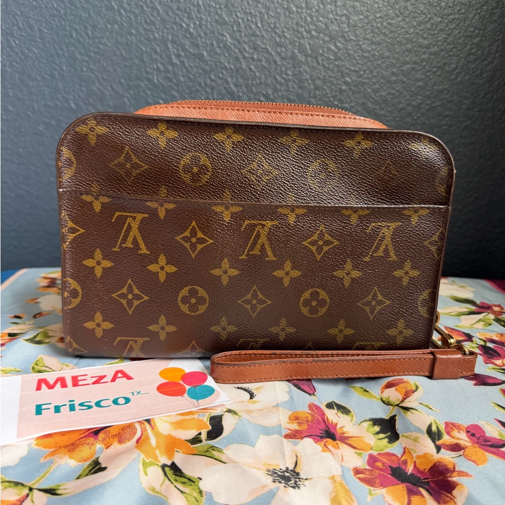 Louis Vuitton Brown Monogram Canvas Orsay Clutch.
